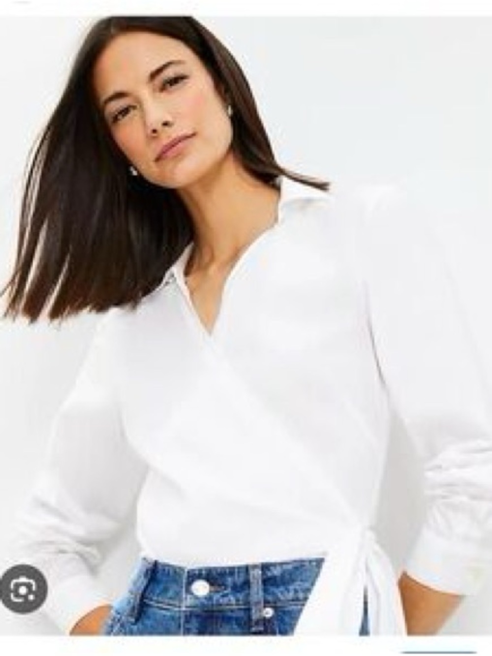 LOFT White Wrap Blouse with Side Tie